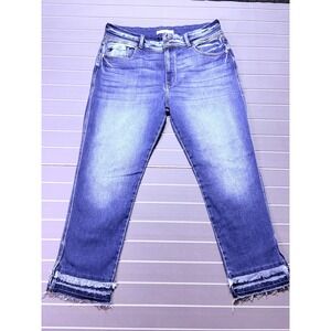KanCan Maurices Womens High Rise Raw Hem Straight Leg Jeans Blue Size 32 210301